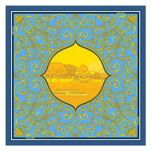 Foulard Pur Soie - Cernobbio Azur 90x90 - Maison d'exception boutique
