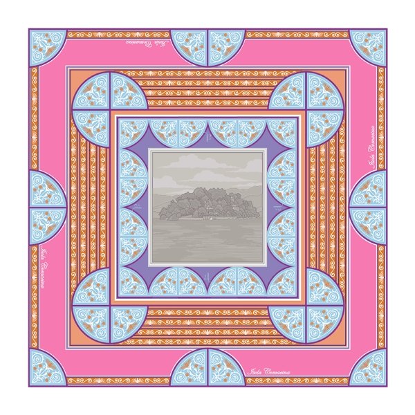 Foulard Pur Soie - Comacina Rose 90x90 - Maison d'exception boutique