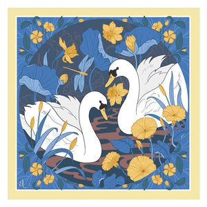Foulard Pur Soie - Cygne Jaune 70x70 - Maison d'exception boutique