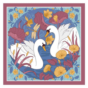 Foulard Pur Soie - Cygne Violet 70x70 - Maison d'exception boutique