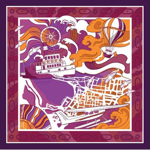 Foulard Pur Soie - Montgolfière Fuschia 70x70 - Maison d'exception boutique