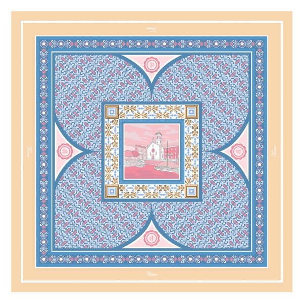 Foulard Pur Soie - Torno Pêche - 90x90 - Maison d'exception boutique