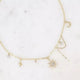 Collier Adrienne - pierres naturelles, cristaux, lune, étoile du Nord et oxydes de zirconium doré - Maison d'Exception
