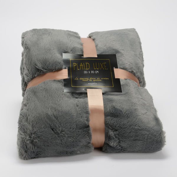 PLAID LUXE ANTHRACITE170X240 - Maison d'Exception