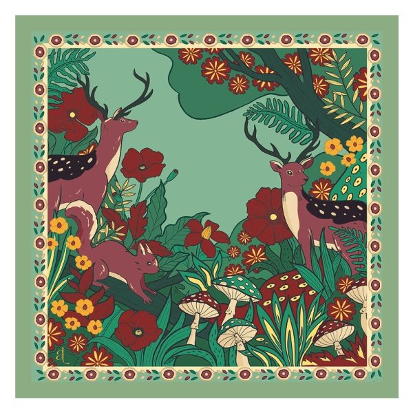 Foulard pur Soie - Bois Vert 70x70 - Maison d'exception boutique
