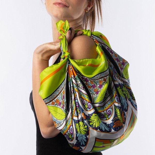 Foulard Pur Soie - Cernobbio Azur 90x90 - Maison d'exception boutique