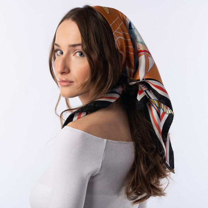 Foulard Pur Soie - Lariosaurus Azur 70x70 - Maison d'exception boutique