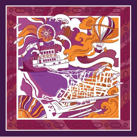 Foulard Pur Soie - Montgolfière Fuschia 70x70 - Maison d'exception boutique