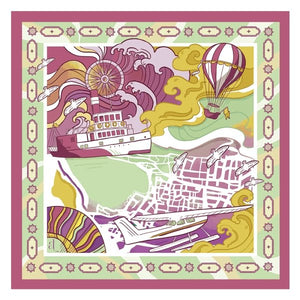 Foulard pur Soie - Montgolfière Menthe 70x70 - Maison d'exception boutique